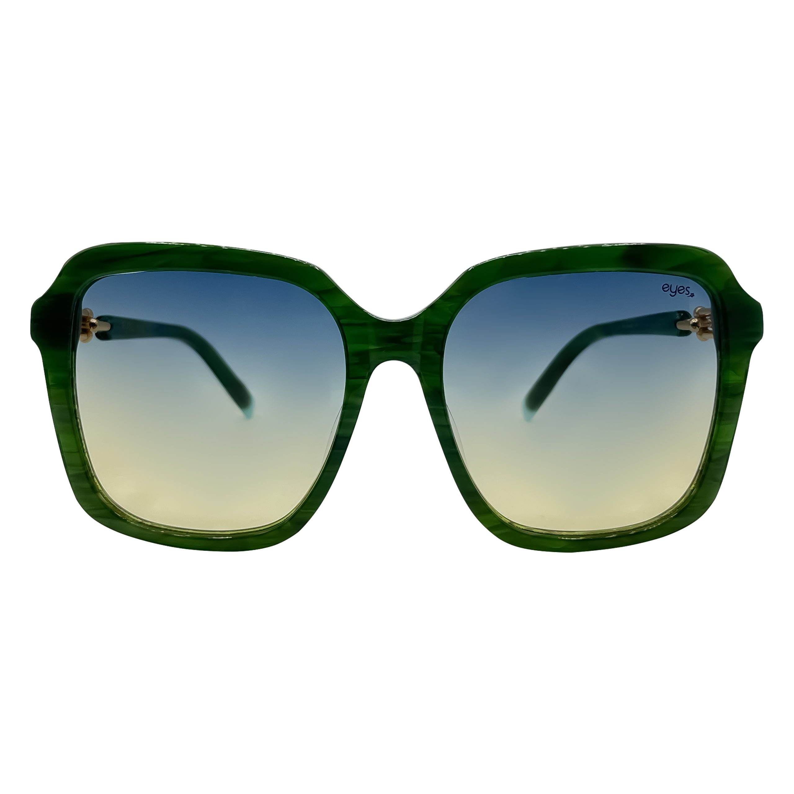 01-EYES-STAR-PR143WS عینک آفتابی زنانه مربع آیز STAR-PR143WS کائوچو سبز تیره شفاف رگه دار