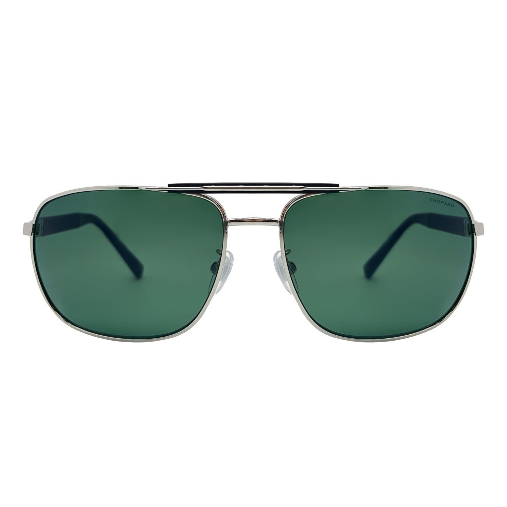 عینک آفتابی مردانه CHOPARD مدل 3P-SCHF81 فریم فلزی استیل مستطیلی با عدسی سبز پولاریزه
