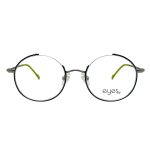 عینک طبی زنانه EYES مدل HE7200 گرد نیمه‌ریم فلزی تیتانیوم سبز تیره مات