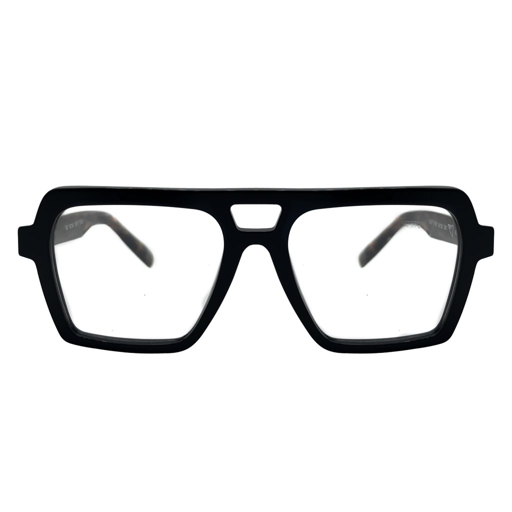 عینک طبی مردانه LIGHT BIRD مدل LB-137-BOOGEY MAN مربعی بزرگ دوپل مشکی براق ساخت ایتالیا